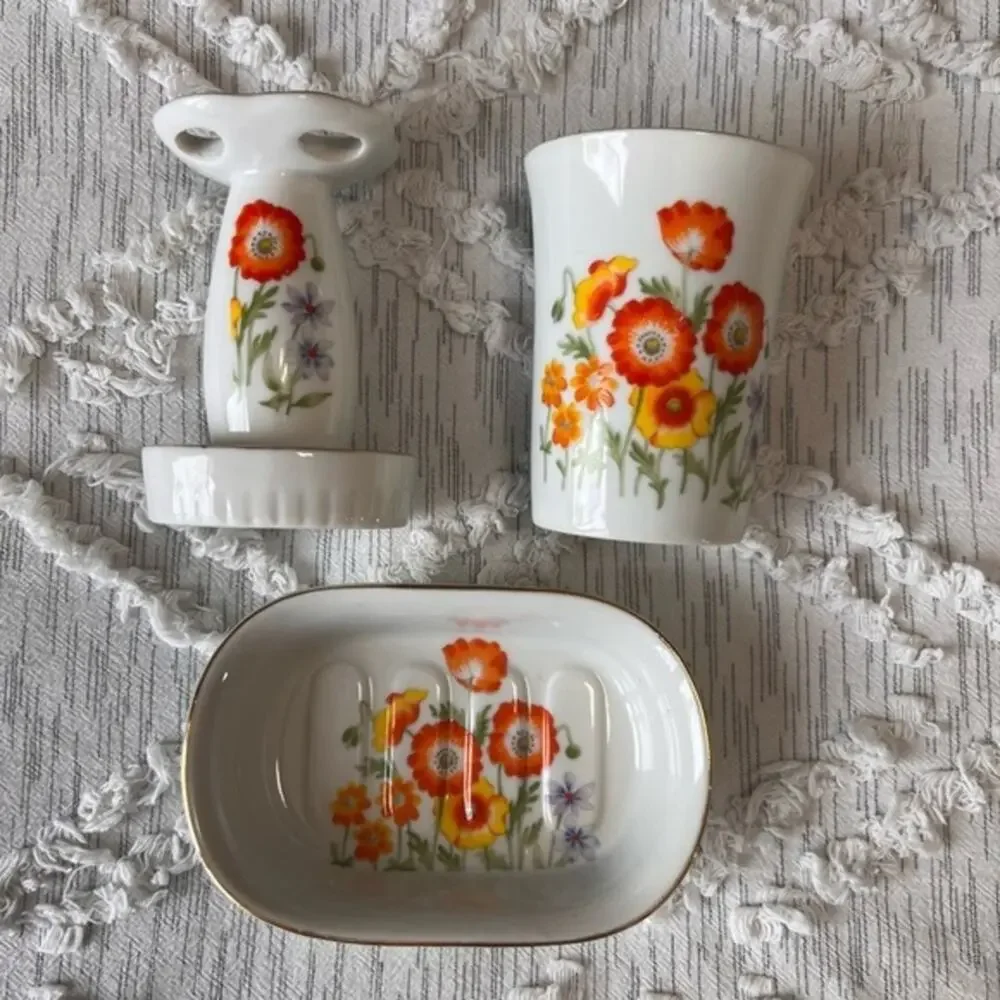Vintage Takahashi San Francisco Set Soap Dish Toothbrush‎ Stand Cup